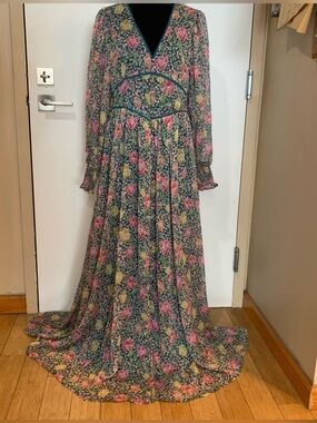 NWT Large Flowy Floral Maxi Lined Dress in Green, Pink & Yellow by In Loom